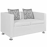 ADHW Lounge Sessel Sofa 2-Sitzer Kunstleder Couch Loungesofa Relaxsofa Relaxcouch Kunstleder Weiß