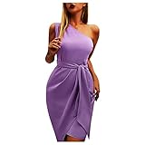 SUNNSEAN Damenkleid sexy elegant schulterfrei mit überzogenen Schultern hohe Taille Abendkleid Bankett Hochzeit Cocktail einfarbig Kleid Party Abend Kostüm für H