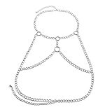 XISESAN Einfache geometrische Kreisform Körperkette Mode Trendy Körperkette Metall Bikini Körperkette Halter Körperk