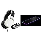 SteelSeries Arctis Pro GameDAC – Gaming-Headset – zertifizierte hochauflösende Audioqualität – Weiß & QcK Prism Cloth - Gaming Mauspad – 2 Zonen RGB-Beleuchtung – Größe XL (900mm x 300mm x 2mm)