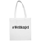 Tasche #Weltkugel Größe 38x42 Farbe Weiss Druck Schw