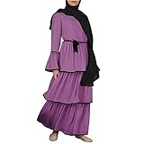 Muslimische Roben Kleider Damen Islamische Druck Elegant Slim Lang Kleid Maxikleid Arab Dubai Kaftan Frauen Einfarbig Gebetskleidung Schlank Nahen Ostens Abaya Türkisch Abendkleid Vintage Gow