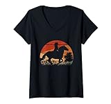 Damen Cowgirl Rodeo Ranch im Retro-Stil T-Shirt mit V
