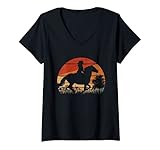 Damen Cowgirl Rodeo Ranch im Retro-Stil T-Shirt mit V