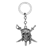 Fluch der Karibik Schlüsselanhänger Captain Jack Totenkopf und gekreuzte Knochen Metall Anhänger Schlüsselanhänger Gr. One size, Antikes Silb