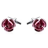 ANAZOZ Herren Edelstahl Manschettenknöpfe 1 Paar 1.6X1.6cm Blume Rosenrot Hochzeit Cufflinks Manschettenknopf T