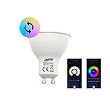 JANDEI - WIFI LED Glühbirne GU10, 6W, RGB + CCT, Kompatibel mit Tuya Smart App, Smartlife, Amazon Alexa und Google Home, Farb- und Helligkeitsänderung, Sprachsteuerung