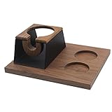 CHUANGRUN Kaffeefilter-Manipulationshalter Aus Holz, Espresso-Manipulationsmatte, Lebensmittelechte Kaffee-Tampermatte Aus Holz Anti-Rutsch - DREI Löcher-Walnussmaterial (58 Mm)