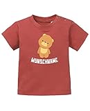 Comedy Shirts - Clipart Bär - Wunschname - Baby T-Shirt - Rot/Weiss Gr. 80/86