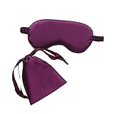 Schlafmaske Silk Eye Cover Sleep Night Seidenmaske Bandage Blindenfolger mit Tasche for Frauen Männer Stirnband Hilfe Reisen entspannt (Size : Dark Purple)