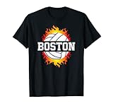 Boston Name Volleyballspieler Jungen Ball und Netz Sportfan T-S