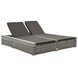Outdoor Polyrattan Sonnenliege,Doppel Sonnenliege,Doppelliege Poly Rattan,2 Personen Gartenbett, Loungebett,Sonnenbett Gartenmöbel Liege für Garten Terrasse Schwimmbad,Poly Rattan G