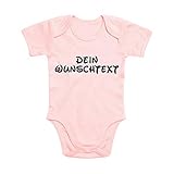 Shirt-Panda Baby Body Bedruckt mit Wunschtext Wunschdruck · Strampler personalisiert Bedrucken · Schrift individuell · Einteiler für Jungen und Mädchen · Rosa 03-06 M