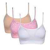 Vertvie Womens Strech Duenn Ohne Buegel Push up Yoga Sports BH Bra Top Set Fuer Fitnesstraining Polsterung 3St(Größe M/Etiketten L, Rosa+weiß+Hautfarbe)