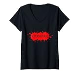 Damen Supernatural T-Shirt, Blutspritzer, Halloween, Horror-Design T-Shirt mit V
