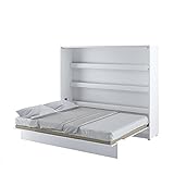 Schrankbett 160x200 LENART Wandklappbett BED CONCEPT Horizontal Weiß Hochg