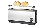 KHG Langschlitztoaster TO-901LS (E) 2 Scheiben, Edelstahl, mit Brötchenaufsatz & Krümelschublade, 7 Röstgradstufen, 900 W