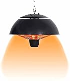 Chang 1500W Elektrische Terrassenheizungen für Den Außenbereich, Infrarot Heizung Zum Aufhängen von Raumheizungen Geeignet für Indoor Gartenrestaurant,Black