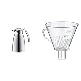 alfi GustoTT, Thermoskanne Edelstahl mattiert 0,6L, Edelstahleinsatz, spülmaschinenfest & Kaffeefilter Kunststoff Größe 4, Handfilter Kaffee für Thermoskanne transp