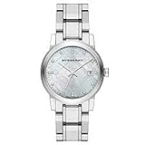 Burberry Luxuriöse Diamant Damenuhr Mädchen Stadt wertvolle Edelstahl Perlmutt texturiert Datum Zifferblatt BU9125