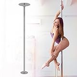 ML-Design Profi Pole Dance Tanzstange 45mm, Silber, von 2,35 bis 2,74 m höhenverstellbar, Silber, aus Stahl, bis 150 kg belastbar, tragbar, GoGo Tabledance Strip Stange mit Static & Spinning Funk