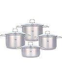 Fissler hamburg / Edelstahl-Topfset, 4-teilig, Kochtopf-Set, Töpfe mit Glas-Deckel, Induktion, alle Herdarten (3 Kochtöpfe, 1 Bratentopf)