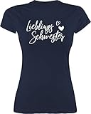 Schwester und Tante Geschenk - Lieblingsschwester Weiss - S - Navy Blau - Shirt lieblingsschwester - L191 - Tailliertes Tshirt für Damen und Frauen T-S