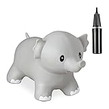 Relaxdays 10030818_111 Hüpftier Elefant, inklusive Luftpumpe, Sprungtier bis 100 kg, Hopser BPA frei, für Kinder, Hüpfspielzeug, g