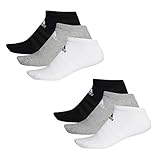 adidas 6 Paar Performance No Show Sneaker Socken Unisex Kurzsocke, Farbe:schwarz - weiß - grau, Socken & Strümpfe:43-45