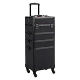 Yaheetech Kosmetikkoffer Alu Beauty Case Kosmetik Trolley Rollkoffer 4 in 1 Schminkkoffer mit 360° drehbaren R