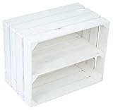 Kistenkolli Altes Land weiße Holzkiste/Massive Schuh- Bücherregalkiste Obstkiste Weinkiste Maße mit Unterteilung ca 50 x 40 x 31cm Dekokiste Regal (Weiß neu längs)