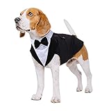 PUMYPOREITY Dog Hochzeit Anzug, Smoking-Kostüme, Formelle Party-Outfits Shirt Hund Kleidung Hundefliege Hochzeit mit Abnehmbarem Schleife Bandana für Kleine Mittelgroße Hunde(Schwarz, L)