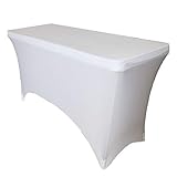 JIALIANG Stretch-Tischdecke Home Tischdecke Tischtuch Tafeldecke schmutzabweisend wasserabweisend Lotuseffekt pflegeleicht eckig in verschiedenen Größen und Designs,Weiß,6FT(183x76x76CM)