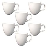Doriantrade Kaffeebecher 6 Stück Porzellan, Kaffee-Tassen Groß, Kaffee Becher, Porzellantasse Harry 6er Set für Gastro & Haushalt, zum Bedrucken, Bemalen, Weiß, 400