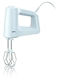 Braun MultiMix 3 Handmixer HM 3000 (450 Watt Handrührgerät, 5 Geschwindigkeitsstufen + Turbo-Funktion, inkl. Schneebesen und Knethaken) weiß