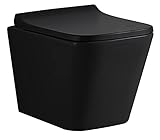 Lavita Keramik Hänge-WC-Toilette Lago Black Schwarz Spülrandlos Soft-Close #128172