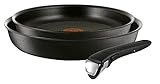 Tefal L65092 Ingenio Expertise Pfannen-Set | 3- teilig | Inklusive Griff | Induktionsgeeignet | Antihaftversiegelt | Schwarz | 24 + 28