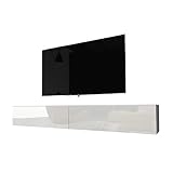 Selsey Kane – TV-Lowboard hängend/stehend 180 cm (Weiß Matt/Weiß Hochglanz)