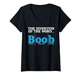 Damen Erfindung des Wortes: Boob Top Front and Side Boob Lover T-Shirt mit V