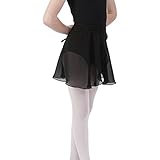 Bezioner Ballettrock Wickelrock Tanz Rock aus Chiffon Mit Taille Krawatte für Mädchen und Damen Schwarz S