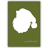 Brandherm 5er Set: Coole Weihnachtskarte mit Weihnachtsmann Silhouette auf grün: Frohe Weihnachten • Premium Weihnachts Grußkarten Set mit Umschlägen, Geschenkkarten zu Weihnachten für F