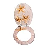 SINOBATH WC-Sitz Mit Absenkautomatik, Hochwertige Und Stabile Antibakterieller Toiletten, MDF Holzkern, Stabile QualitäT, Einfache Montage Wc Deckel Klobrille (Seestern)