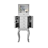 Sorrento - Schmuck Schrank Kommode mit Klappspiegel LED Lichter Schubladen Makeup Organizer Schlafzimmer Schrank Möbel in G