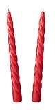 Auswahl Farbe + Menge - Spiralkerze Spitzkerze Stabkerze Renaissancekerze Tafelkerze Leuchterkerze ca. Ø 22 x 230 mm gedreht hier: 2 Kerzen rot (matt)