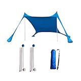 supertop 2,1x2,1m Beach StrandZelt mit Sandsack Anker, Tragbare Strandmuschel Sonnenschutz Zelt für Strand mit UV-Schutz UPF 50+ Sun Shade Shelter, Sonnensegel Camping