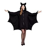 Spooktacular Creations Damen Schwarz Fledermaus Reißverschluss Hoodie Halloween Kostüm für Erwachsene (X-Large, Black)