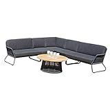 Sonnenpartner 6-teilige Lounge-Sitzgruppe Poison mit Tisch Aluminium mit Teakholz/Polyrope dunkelgrau Loungegrupp