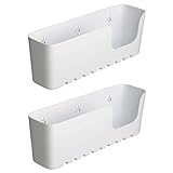 Sanixa TA4520201 2er Set Duschregal ohne Bohren weiß | Saugteller | Wannenablage |Kunststoff Duschkorb Dusch-Ablage Bad & Küche Aufbewahrungskorb