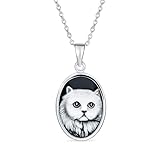 Anpassbare Personalize Vintage Antike Stil Simuliert Schwarz Onyx Sitzen Weiß Grau Kätzchen Kitty Katze Porträt Cameo Anhänger Halskette für Frauen Teen .925 Sterling Silb