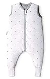Ehrenkind® Baby Sommerschlafsack mit Beinen | Bio-Baumwolle | Sommer Schlafsack Baby Gr. 80 Farbe Weiß mit grauen S